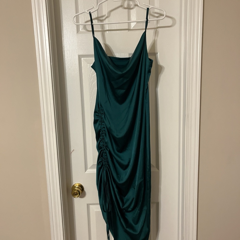 Elegant Teal Ruched Dress